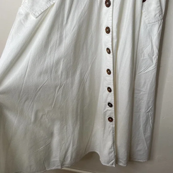 Vintage 90s Rabbit Designs White Tortoiseshell Button Front Midi Shirt Dress 6 - Picture 9 of 16